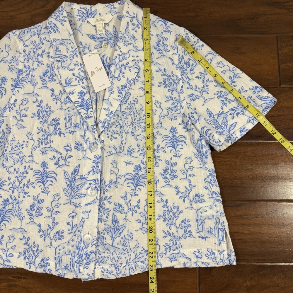 Lilly Pulitzer Women's Size Small Resort White Blue Montee Shirt Cover Up - Picture 6 of 11